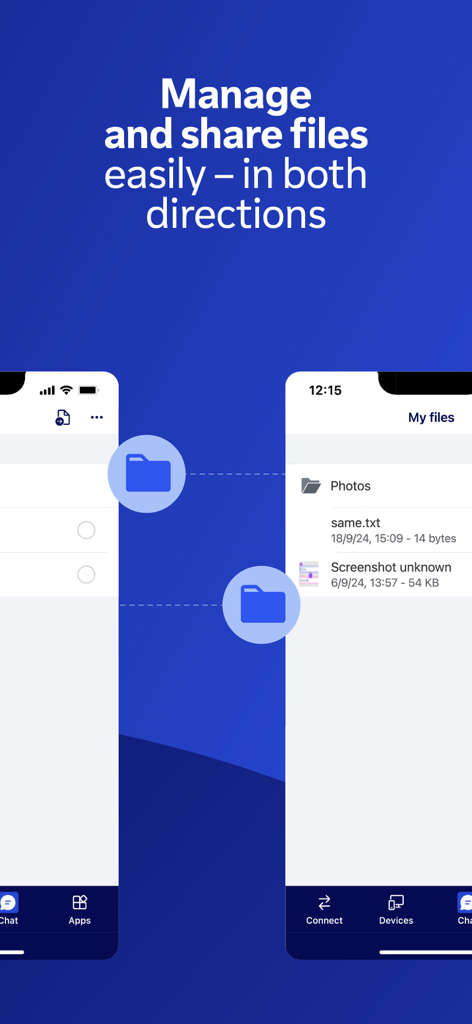 TeamViewer Remote Control app interface showing bidirectional file management and sharing features