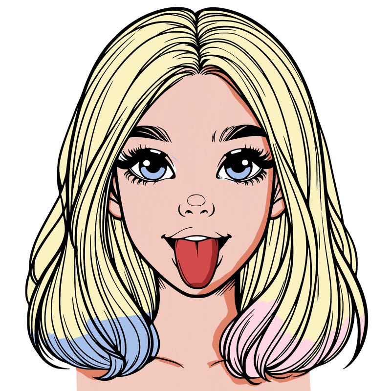 realistic girl with her tongue out