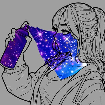 a realistic girl spray, painting