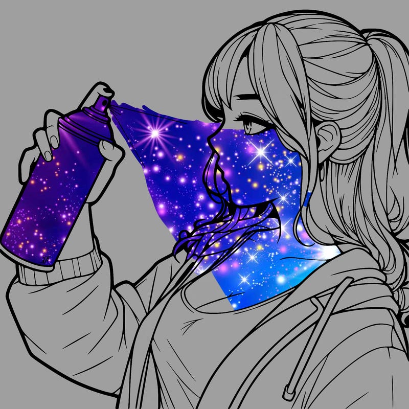 a realistic girl spray, painting