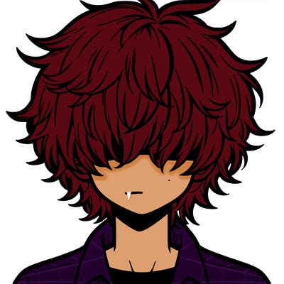 manga boy fluffy hair covering his eyes