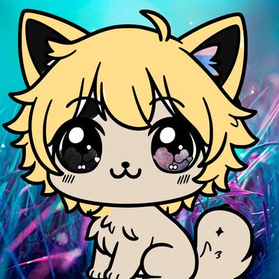 cute anime cat with a cat