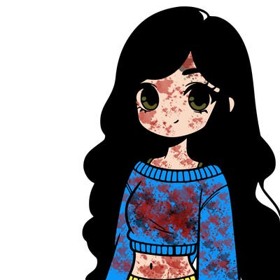 girl with long hair and a crop top with a sweater