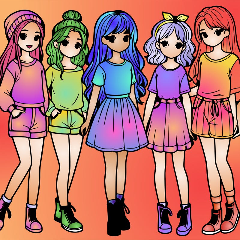 a group of five girls