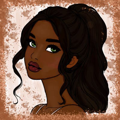 realistic girl with a ponytail on her hair and lips