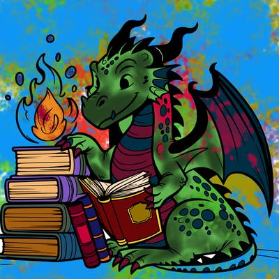 dragon with books