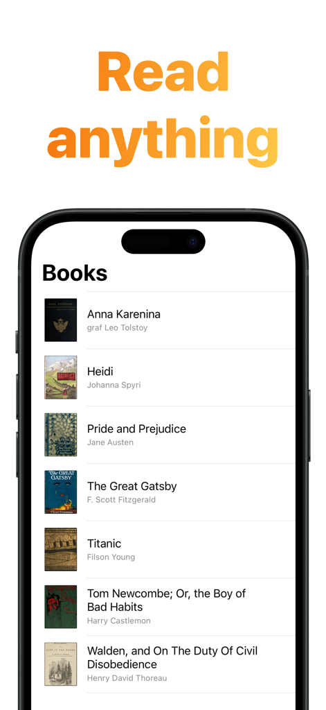 Idiom 앱에서 읽기 및 어휘 학습을 위해 제공되는 고전 도서 라이브러리를 보여주는 모바일 화면