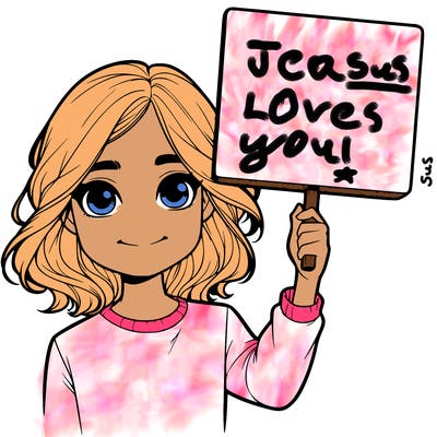 realistic girl holding up a sign