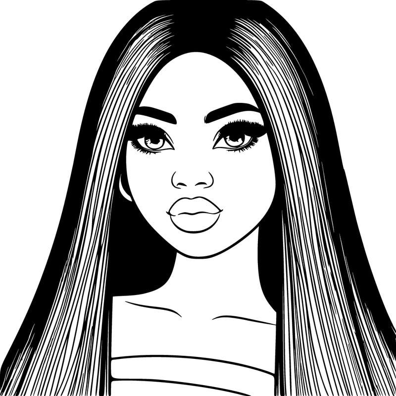 realistic black women with long hair