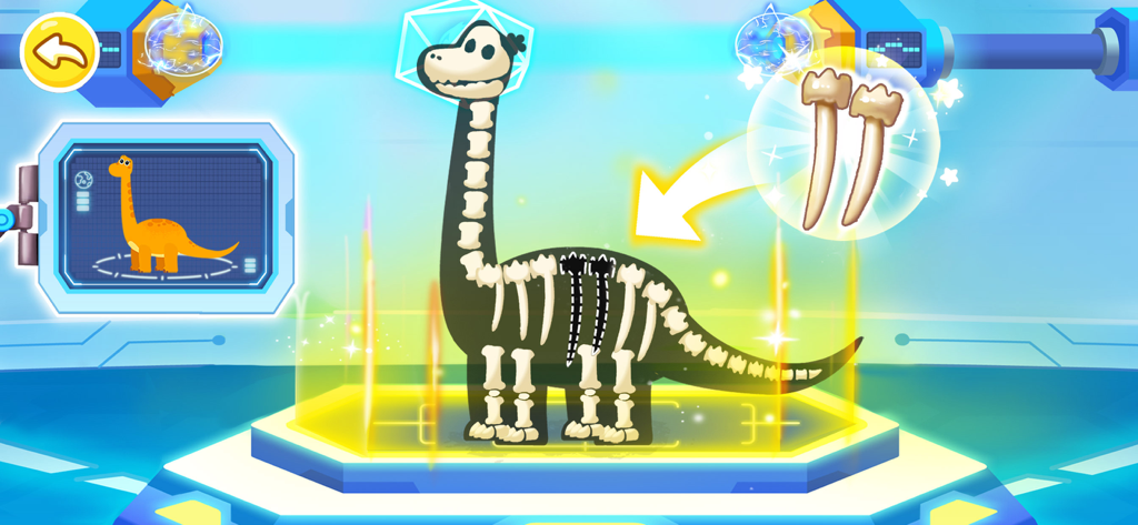Little Panda: Dinosaur Rescue - Assembling a dinosaur skeleton in a futuristic lab
