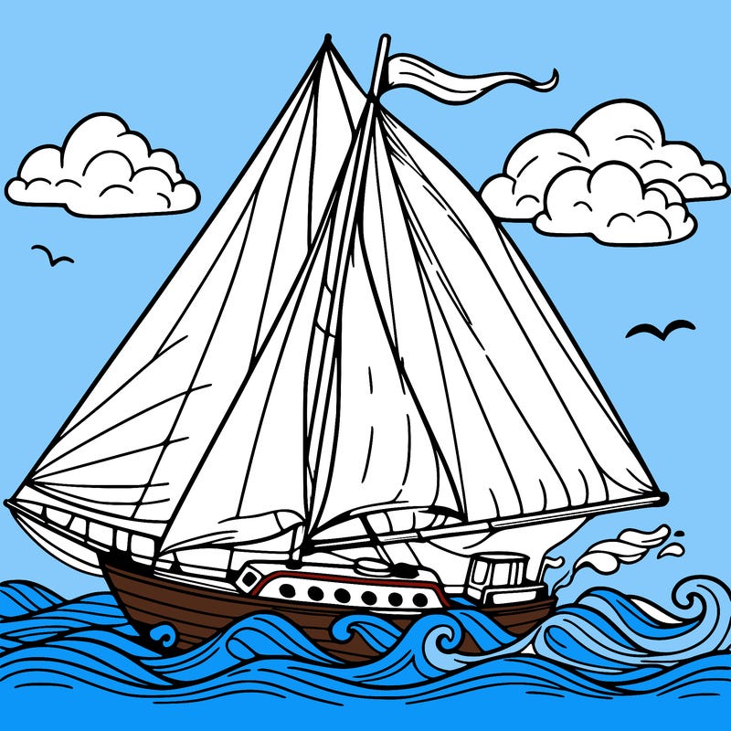 sailingboat in lineart