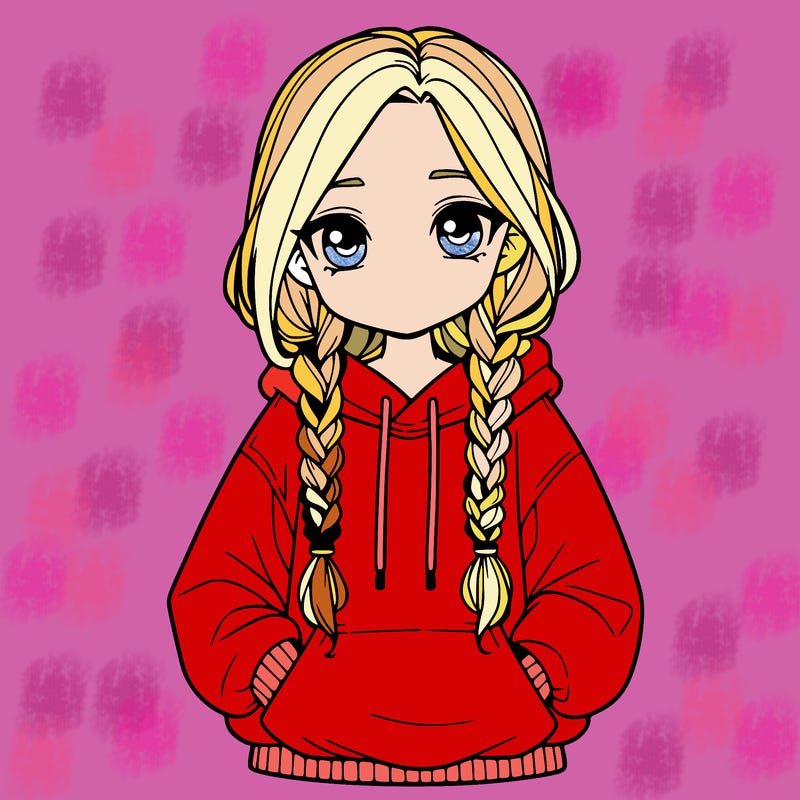 a realistic girl with a oversized hoodie and she has braids