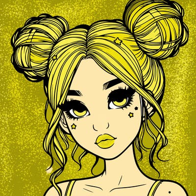 realistic girl with space buns