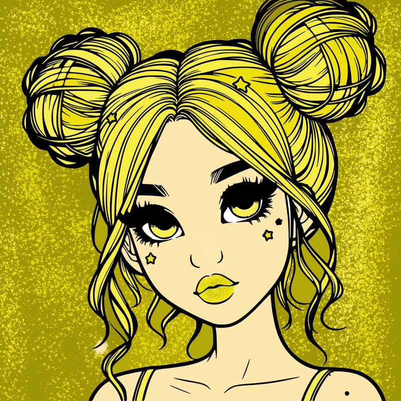 realistic girl with space buns