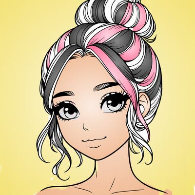 realistic pretty girl with hair in bun