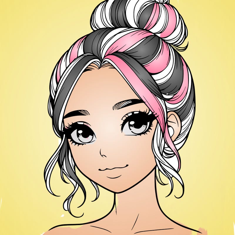 realistic pretty girl with hair in bun
