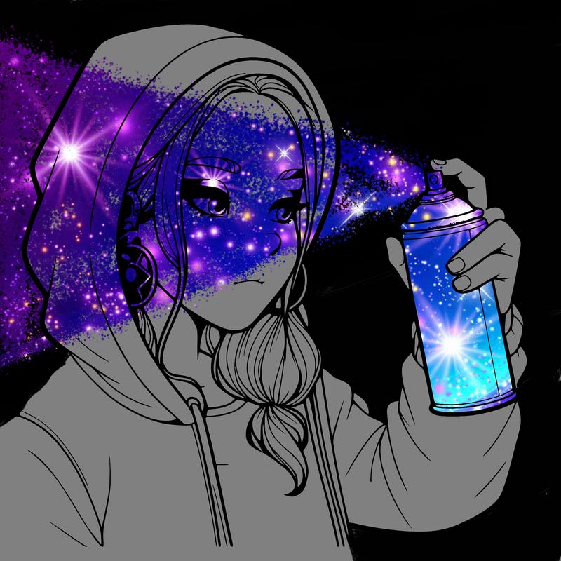 a realistic girl, spray painting