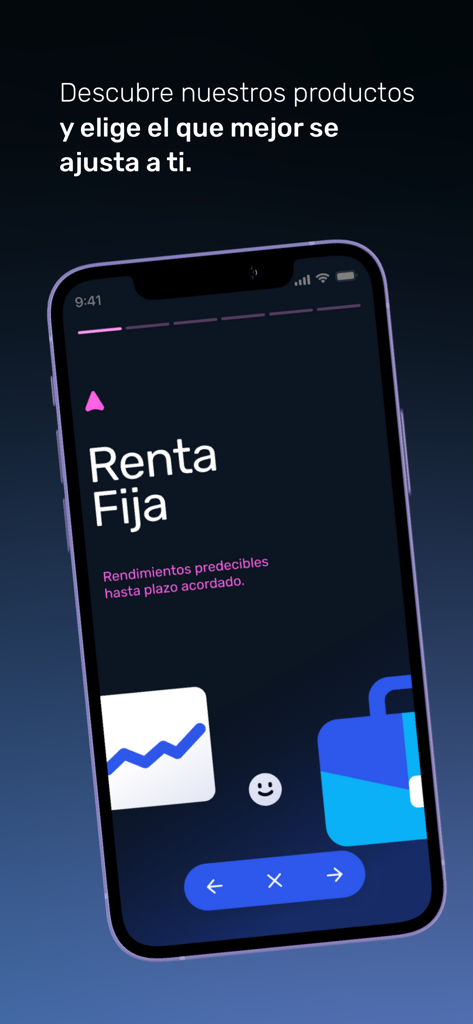 Alpha Puesto de Bolsa - Interfaz de la aplicación móvil Alpha Puesto de Bolsa mostrando una pantalla de producto de inversión de renta fija