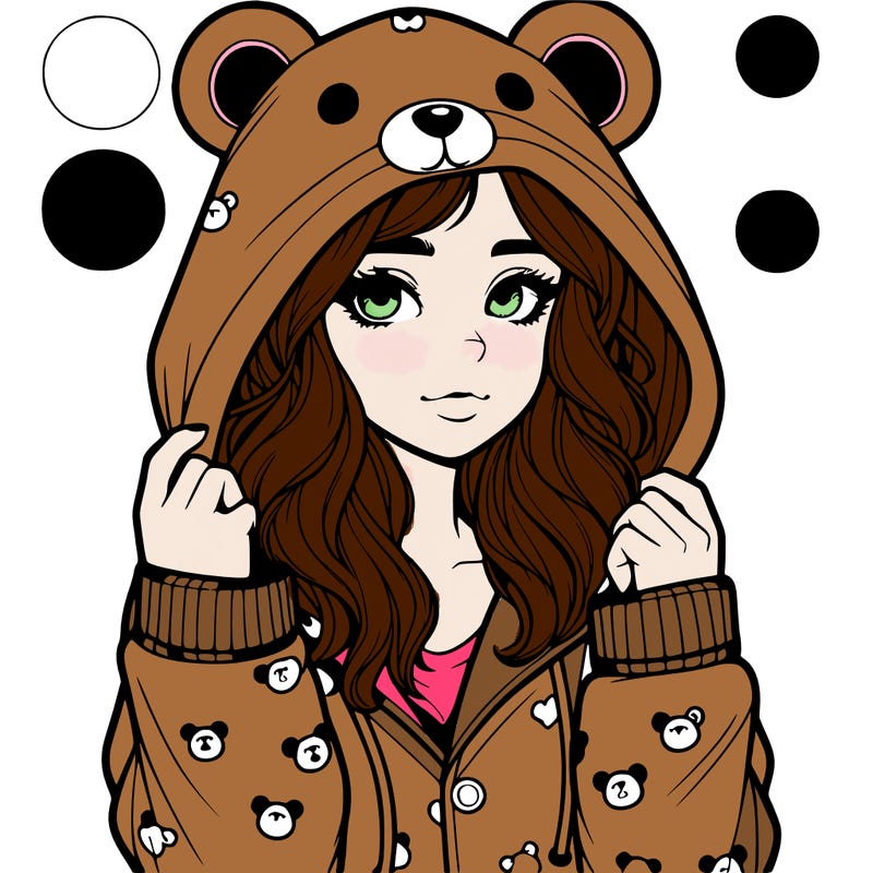 realistic girl in a animal pjs hoodie