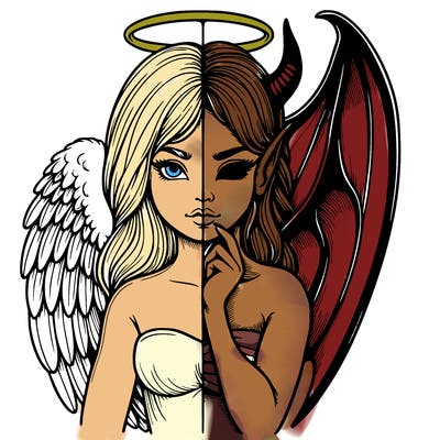 realistic angel half demon