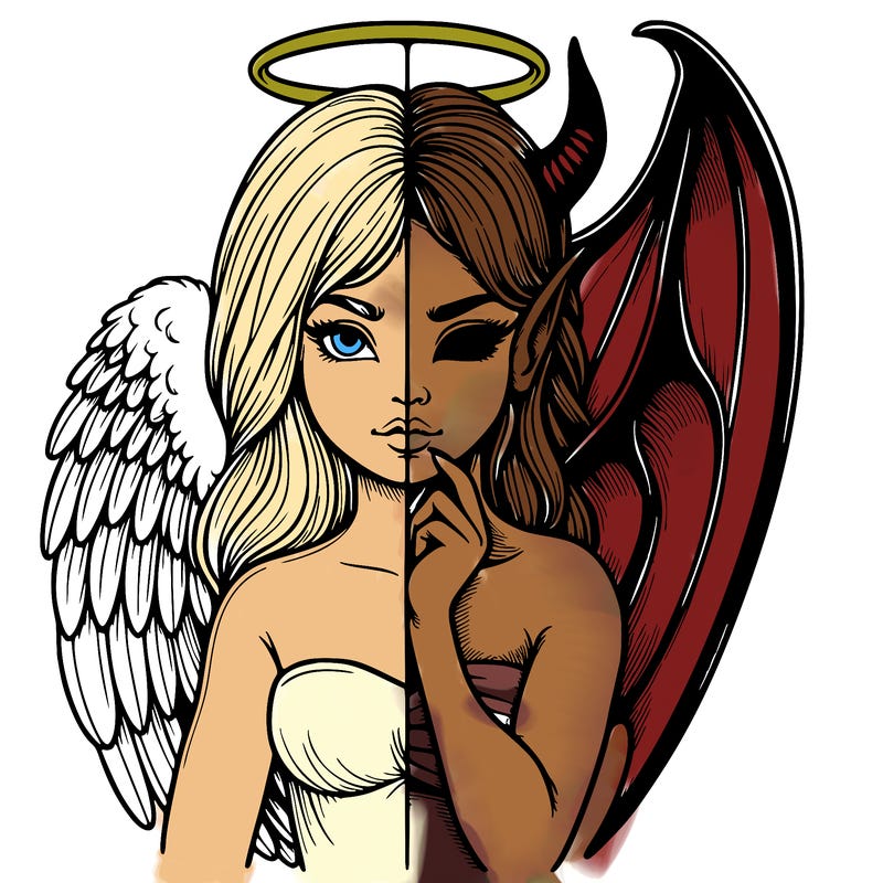 realistic angel half demon