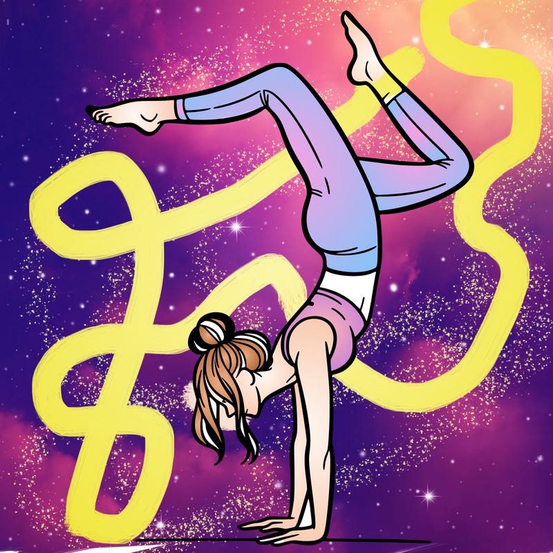 a woman doing a handstand