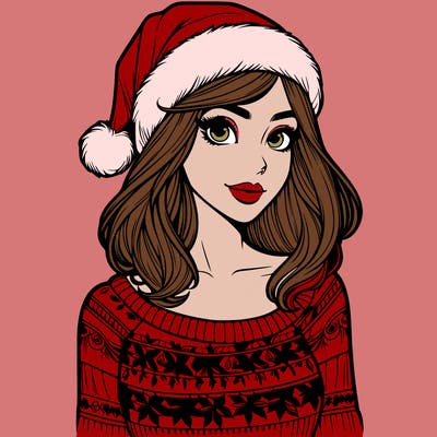 realistic lady in a christmas sweater