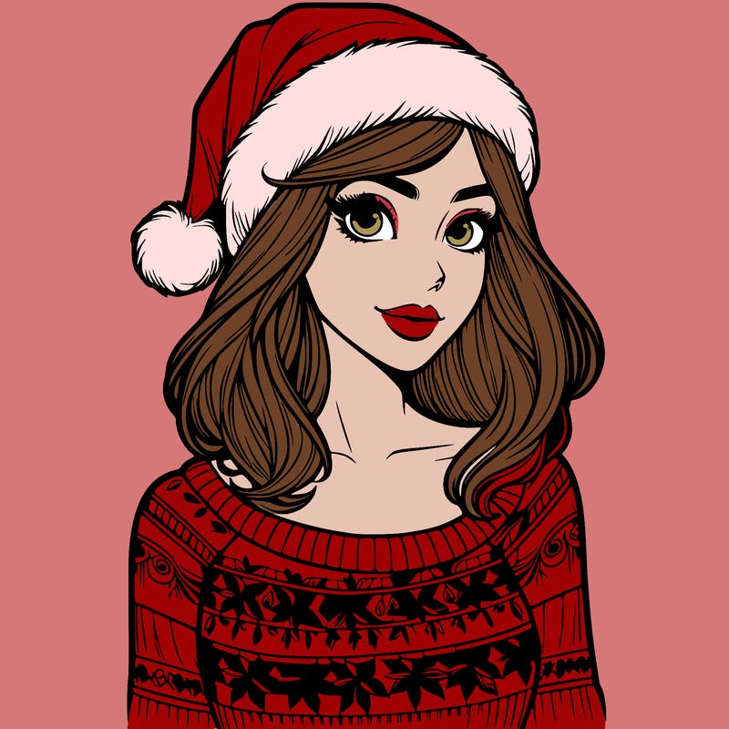 realistic lady in a christmas sweater
