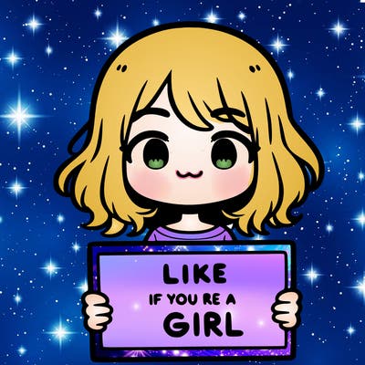 a cute girl holding a sign that says like if you’re a girl