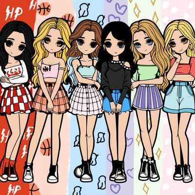 a group of girls realistic