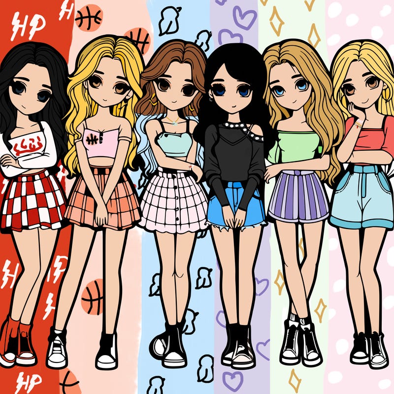 a group of girls realistic