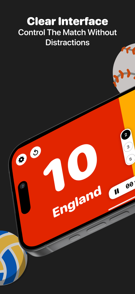A digital scoreboard on a smartphone showing team England with a score of 10 and rugby point options
