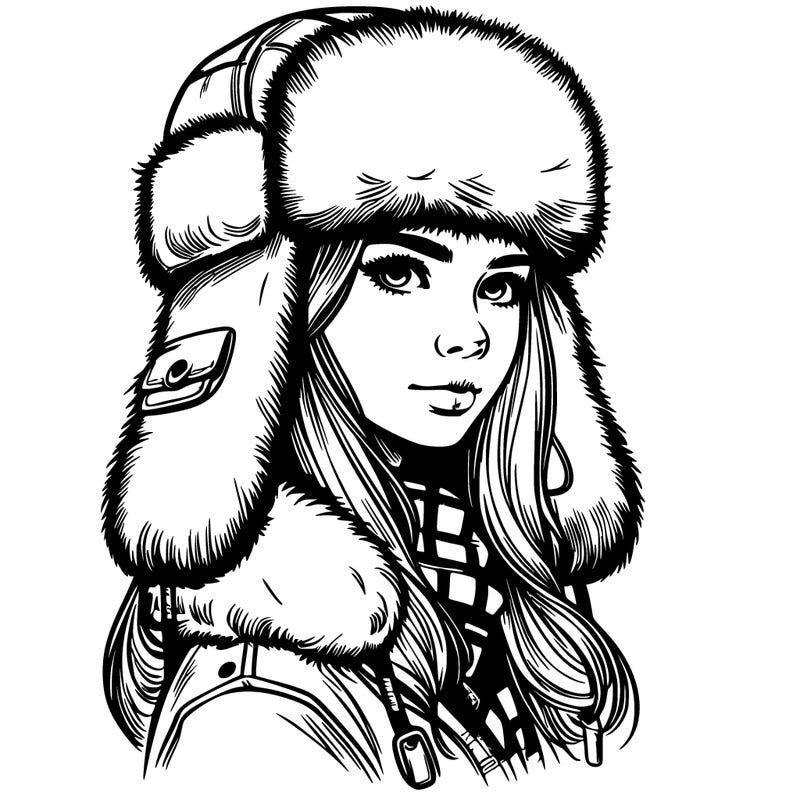 realistic girl with ushanka