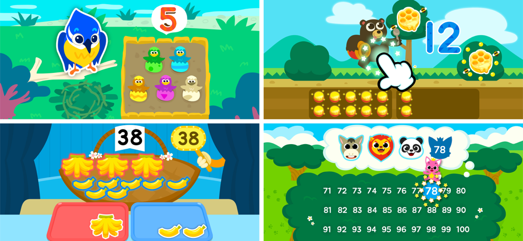 Pinkfong Numbers Zoo: Kid Math - Juegos interactivos de conteo de números para niños con animales en Pinkfong Numbers Zoo