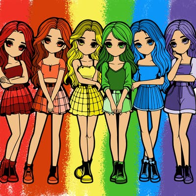 a group of girls realistic