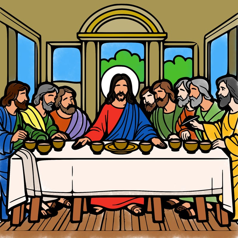 jesus shares the last supper with twelve apostles