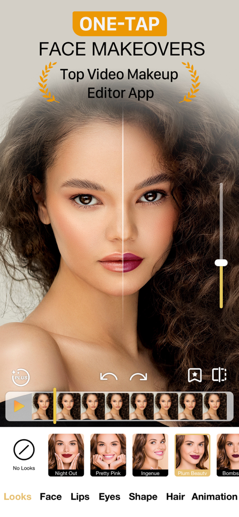 Perfect365 Video Makeup Editor - Video makeup editor showing before and after virtual face makeover