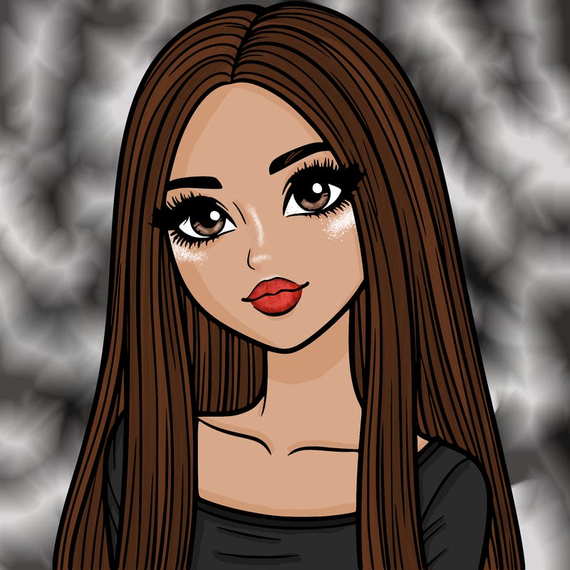 realistic girl with straight and long hair