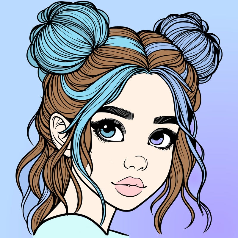 realistic girl with hair buns on her head