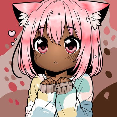 shy anime catgirl
