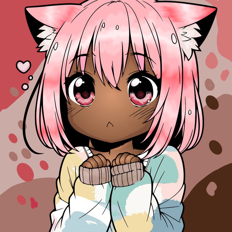shy anime catgirl