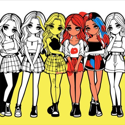 a group of girls realistic