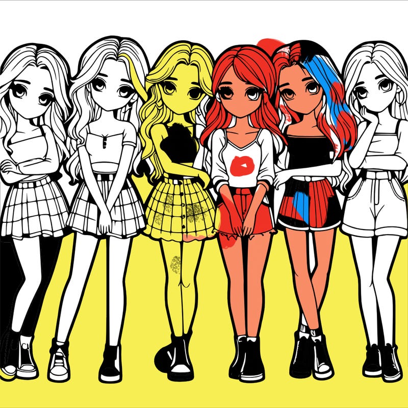 a group of girls realistic