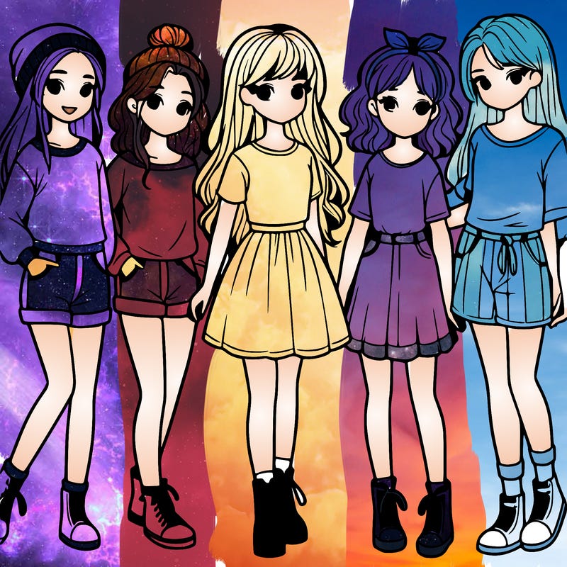 a group of five girls