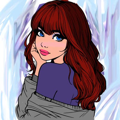 realistic girl with bangs looking over her shoulder