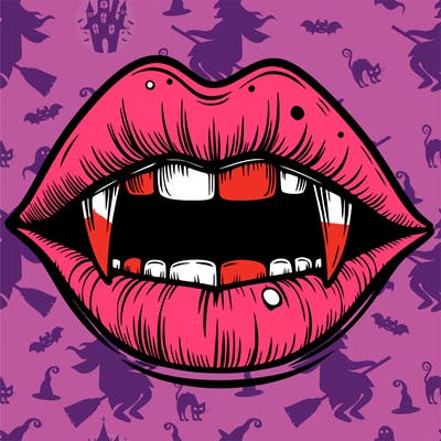lips with vampire teeth