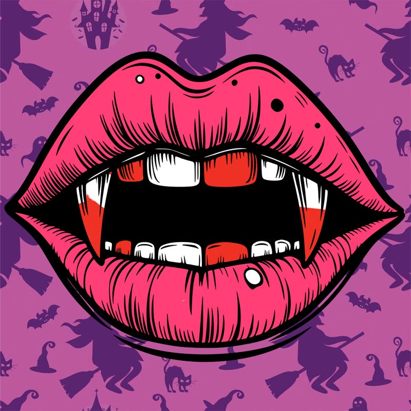 lips with vampire teeth