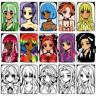 girls that look diffrent anime