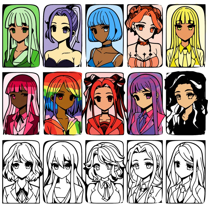 girls that look diffrent anime