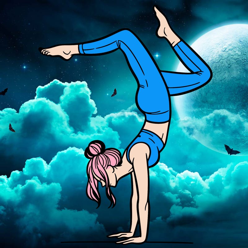 a woman doing a handstand